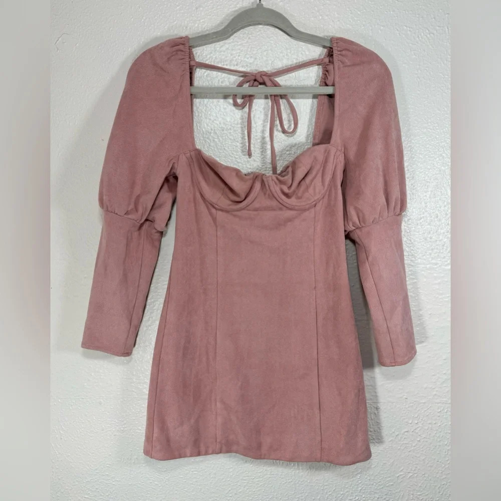 Majorelle Bria Mauve Pink Faux Suede Open Back Dress Mini Dress Women’s XS